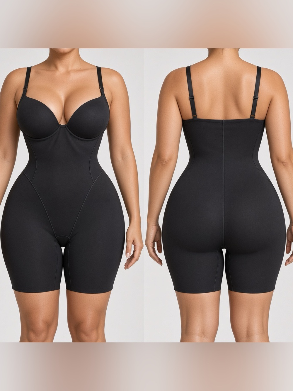 SKIMS Ultimate Butt Enhancing Mid Thigh Bodysuit Onyx Large NWT
